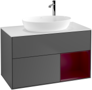 Тумба под раковину Villeroy & Boch Finion 100х50,1 см с подсветкой МДФ антрацит матовый лак/стекло белое матовое F901HBGK