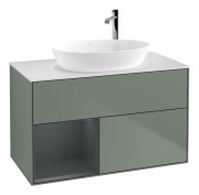 Тумба под раковину Villeroy & Boch Finion 100х50,1 см с подсветкой МДФ оливковый матовый лак/стекло белое матовое G891HGGM