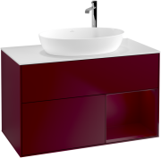 Тумба под раковину Villeroy & Boch Finion 100х50,1 см с подсветкой МДФ пион матовый лак/стекло белое матовое F901HBHB