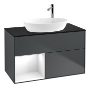 Тумба под раковину Villeroy & Boch Finion 100х50,1 см с подсветкой МДФ темно-синий матовый лак/стекло черное матовое G892GFHG