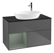 Тумба под раковину Villeroy & Boch Finion 100х50,1 см с подсветкой МДФ антрацит матовый лак/стекло черное матовое G892GMGK