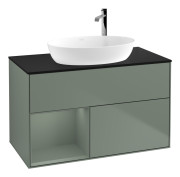 Тумба под раковину Villeroy & Boch Finion 100х50,1 см с подсветкой МДФ оливковый матовый лак/стекло черное матовое G892GMGM