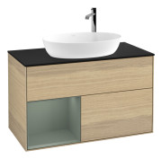 Тумба под раковину Villeroy & Boch Finion 100х50,1 см с подсветкой МДФ шпон дуба/стекло черное матовое G892GMPC