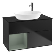 Тумба под раковину Villeroy & Boch Finion 100х50,1 см с подсветкой МДФ черный матовый лак/стекло черное матовое G892GMPD