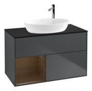 Тумба под раковину Villeroy & Boch Finion 100х50,1 см с подсветкой МДФ темно-синий матовый лак/стекло черное матовое G892GNHG