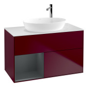 Тумба под раковину Villeroy & Boch Finion 100х50,1 см с подсветкой МДФ пион матовый лак/стекло белое матовое G891HGHB