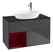 Тумба под раковину Villeroy & Boch Finion 100х50,1 см с подсветкой МДФ темно-синий матовый лак/стекло черное матовое G892HBHG