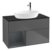 Тумба под раковину Villeroy & Boch Finion 100х50,1 см с подсветкой МДФ антрацит матовый лак/стекло черное матовое G892HGGK