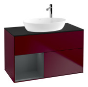 Тумба под раковину Villeroy & Boch Finion 100х50,1 см с подсветкой МДФ пион матовый лак/стекло черное матовое G892HGHB