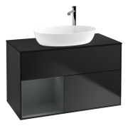 Тумба под раковину Villeroy & Boch Finion 100х50,1 см с подсветкой МДФ черный матовый лак/стекло черное матовое G892HGPD