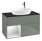 Тумба под раковину Villeroy & Boch Finion 100х50,1 см с подсветкой МДФ темно-синий матовый лак/стекло черное матовое G892MTGM