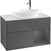 Тумба под раковину Villeroy & Boch Finion 100х50,1 см с подсветкой МДФ антрацит матовый лак/стекло белое матовое F901GKGK