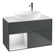 Тумба под раковину Villeroy & Boch Finion 100х50,1 см с подсветкой МДФ темно-синий матовый лак/стекло белое матовое G891MTHG