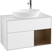 Тумба під раковину Villeroy & Boch Finion 100х50,1 см з підсвіткою МДФ білий глянцевий лак/скло біле матове F901GNGF