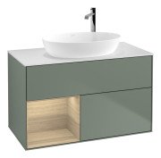 Тумба під раковину Villeroy & Boch Finion 100х50,1 см із підсвічуванням МДФ оливковий матовий лак/скло біле матове G891PCGM