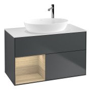 Тумба под раковину Villeroy & Boch Finion 100х50,1 см с подсветкой МДФ темно-синий матовый лак/стекло белое матовое G891PCHG