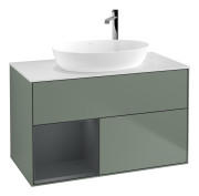 Тумба под раковину Villeroy & Boch Finion 100х50,1 см с подсветкой МДФ оливковый матовый лак/стекло белое матовое G891HGGM