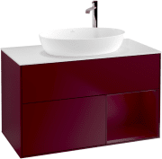 Тумба под раковину Villeroy & Boch Finion 100х50,1 см с подсветкой МДФ пион матовый лак/стекло белое матовое F901HBHB
