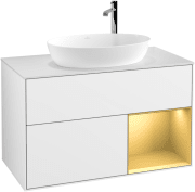 Тумба под раковину Villeroy & Boch Finion 100х50,1 см с подсветкой МДФ глянцевый белый лак/стекло белое матовое F901HFGF
