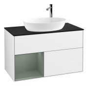 Тумба под раковину Villeroy & Boch Finion 100х50,1 см с подсветкой МДФ глянцевый белый лак/стекло черное матовое G892GMGF