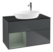 Тумба під раковину Villeroy & Boch Finion 100х50,1 см із підсвічуванням МДФ темно-синій матовий лак/скло чорне матове G892GMHG