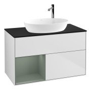 Тумба під раковину Villeroy & Boch Finion 100х50,1 см із підсвічуванням МДФ білий матовий лак/скло чорне матове G892GMMT