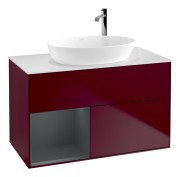 Тумба под раковину Villeroy & Boch Finion 100х50,1 см с подсветкой МДФ пион матовый лак/стекло белое матовое G891HGHB