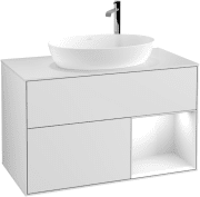 Тумба под раковину Villeroy & Boch Finion 100х50,1 см с подсветкой МДФ белый матовый лак/стекло белое матовое F901GFMT