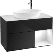 Тумба под раковину Villeroy & Boch Finion 100х50,1 см с подсветкой МДФ черный матовый лак/стекло белое матовое F901GFPD