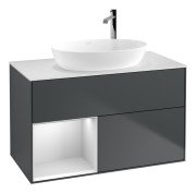 Тумба під раковину Villeroy & Boch Finion 100х50,1 см із підсвічуванням МДФ темно-синій матовий лак/скло біле матове G891MTHG