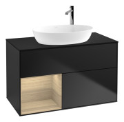 Тумба под раковину Villeroy & Boch Finion 100х50,1 см с подсветкой МДФ черный матовый лак/стекло черное матовое G892PCPD