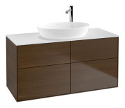 Тумба под раковину Villeroy & Boch Finion 120х50,1 см МДФ шпон грецкого ореха/стекло белое матовое F91100GN