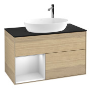 Тумба под раковину Villeroy & Boch Finion 100х50,1 см с подсветкой МДФ шпон дуба/стекло черное матовое G892MTPC