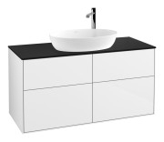 Тумба под раковину Villeroy & Boch Finion 120х50,1 см МДФ глянцевый белый лак/стекло черное матовое F91200GF