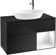 Тумба под раковину Villeroy & Boch Finion 100х50,1 см с подсветкой МДФ черный матовый лак/стекло черное матовое F902GFPD