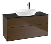 Тумба под раковину Villeroy & Boch Finion 120х50,1 см МДФ шпон грецкого ореха/стекло черное матовое F91200GN