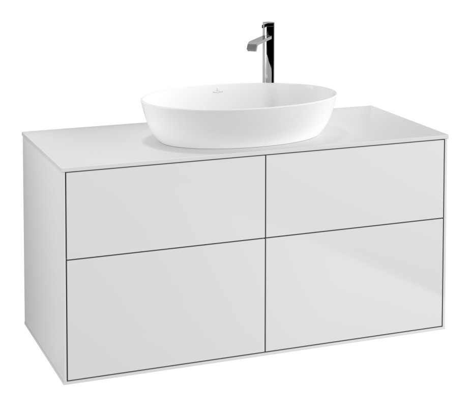 Тумба под раковину Villeroy & Boch Finion 120х50,1 см с подсветкой МДФ белый матовый лак/стекло белое матовое G91100MT