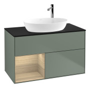 Тумба под раковину Villeroy & Boch Finion 100х50,1 см с подсветкой МДФ оливковый матовый лак/стекло черное матовое G892PCGM