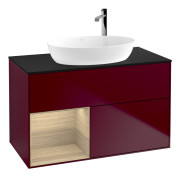 Тумба под раковину Villeroy & Boch Finion 100х50,1 см с подсветкой МДФ пион матовый лак/стекло черное матовое G892PCHB