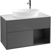 Тумба під раковину Villeroy & Boch Finion 100х50,1 см з підсвічуванням антрацит матовий лак/скло біле матове F901PDGK
