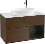 Тумба під раковину Villeroy & Boch Finion 100х50,1 см із підсвічуванням МДФ шпон волоського горіха/скло біле матове F901PDGN