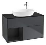 Тумба под раковину Villeroy & Boch Finion 100х50,1 см с подсветкой МДФ темно-синий матовый лак/стекло черное матовое G892PDHG