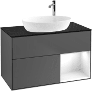 Тумба под раковину Villeroy & Boch Finion 100х50,1 см с подсветкой МДФ антрацит матовый лак/стекло черное матовое F902GFGK