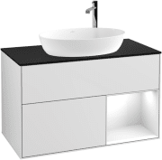 Тумба под раковину Villeroy & Boch Finion 100х50,1 см с подсветкой МДФ белый матовый лак/стекло черное матовое F902GFMT