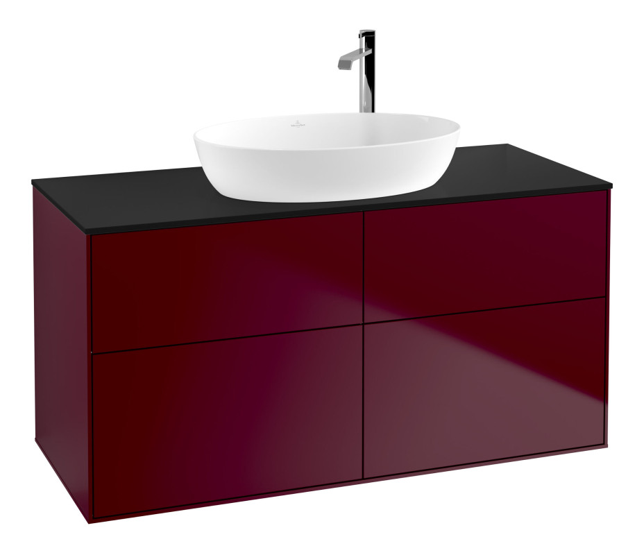 Тумба під раковину Villeroy & Boch Finion 120х50,1 см МДФ півонія матовий лак/скло чорне матове F91200HB