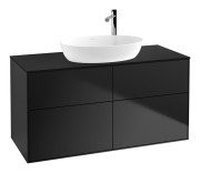 Тумба під раковину Villeroy & Boch Finion 160х50,1 см МДФ чорний матовий лак/скло чорне матове F91200PD