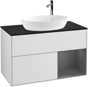 Тумба під раковину Villeroy & Boch Finion 100х50,1 см із підсвічуванням МДФ білий матовий лак/скло чорне матове F902GKMT