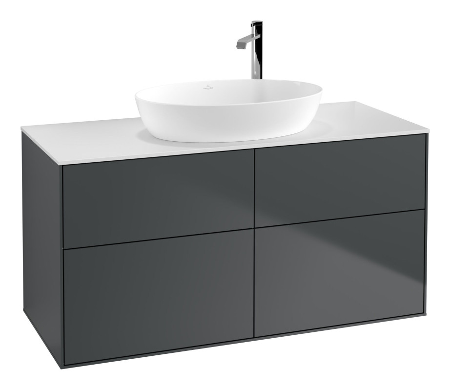 Тумба под раковину Villeroy & Boch Finion 120х50,1 см МДФ темно-синий матовый лак/стекло белое матовое F91100HG