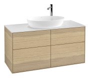 Тумба під раковину Villeroy & Boch Finion 120х50,1 см МДФ шпон дуба/скло біле матове F91100PC