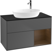 Тумба под раковину Villeroy & Boch Finion 100х50,1 см с подсветкой МДФ антрацит матовый лак/стекло черное матовое F902GNGK